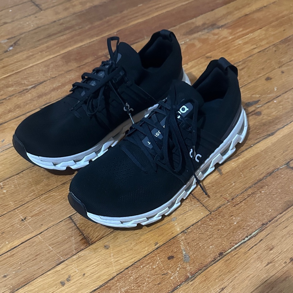 On Running Men's Black Athletic Shoes with White Soles